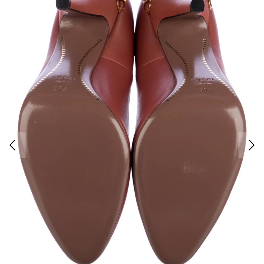 NIB Gucci Horsebit Gold Accent Leather Pumps Heels Women's Size: 39.5 Neutral - Picture 3 of 13